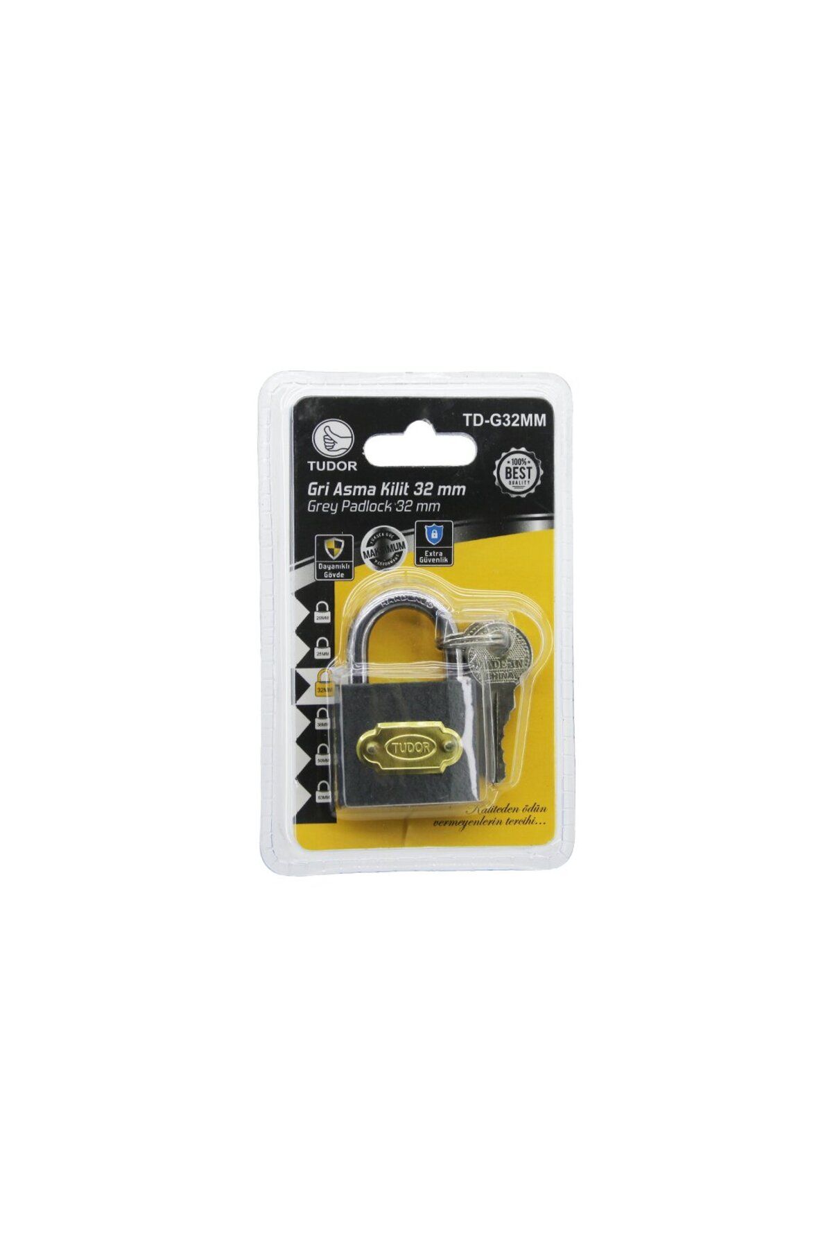 İklimStore TUDOR TD-G32MM VAKUMLU 32MM - GRİ KISA KANCALI ASMA KİLİT (5131)