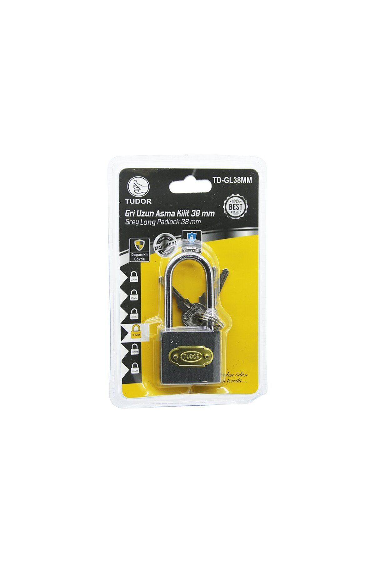 İklimStore TUDOR TD-GL38MM VAKUMLU 38MM - GRİ UZUN KANCALI ASMA KİLİT (5131)