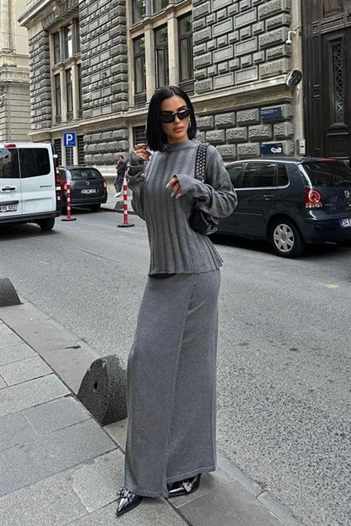 NOSTALJİX Darcy Etek Bluz Triko Takım 9969