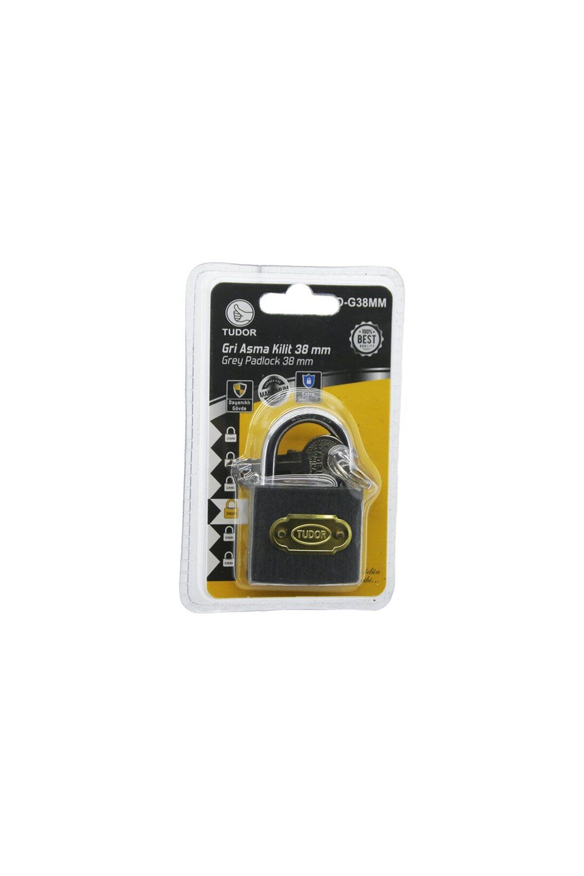 KutuluStore TUDOR TD-G38MM VAKUMLU 38MM - GRİ KISA KANCALI ASMA KİLİT (5168)
