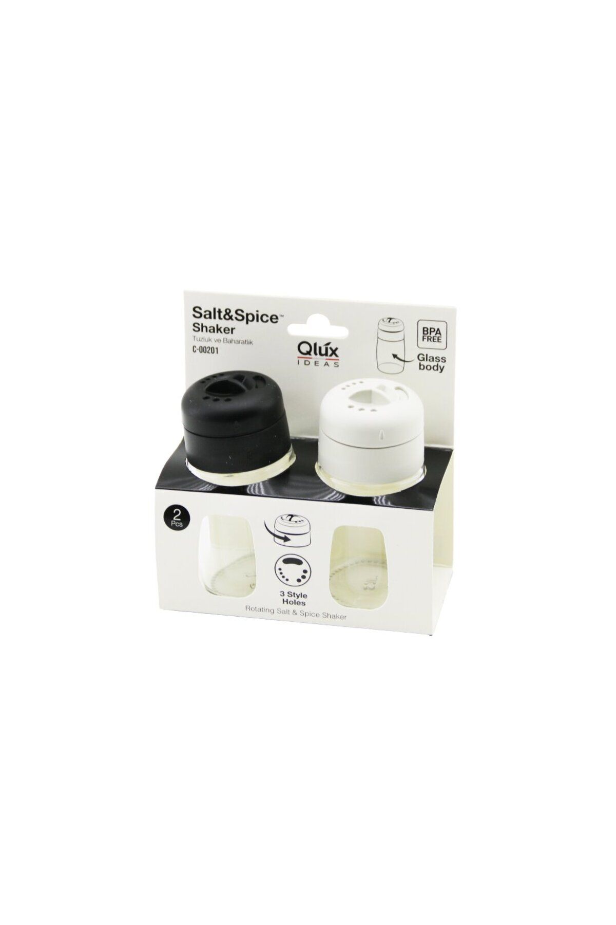 İklimStore QLUX C-00201 2 PCS CAM TUZLUK - BAHARATLIK SET PLASTİK KAPAK= 3 SİTİL DÖKÜM (5131)