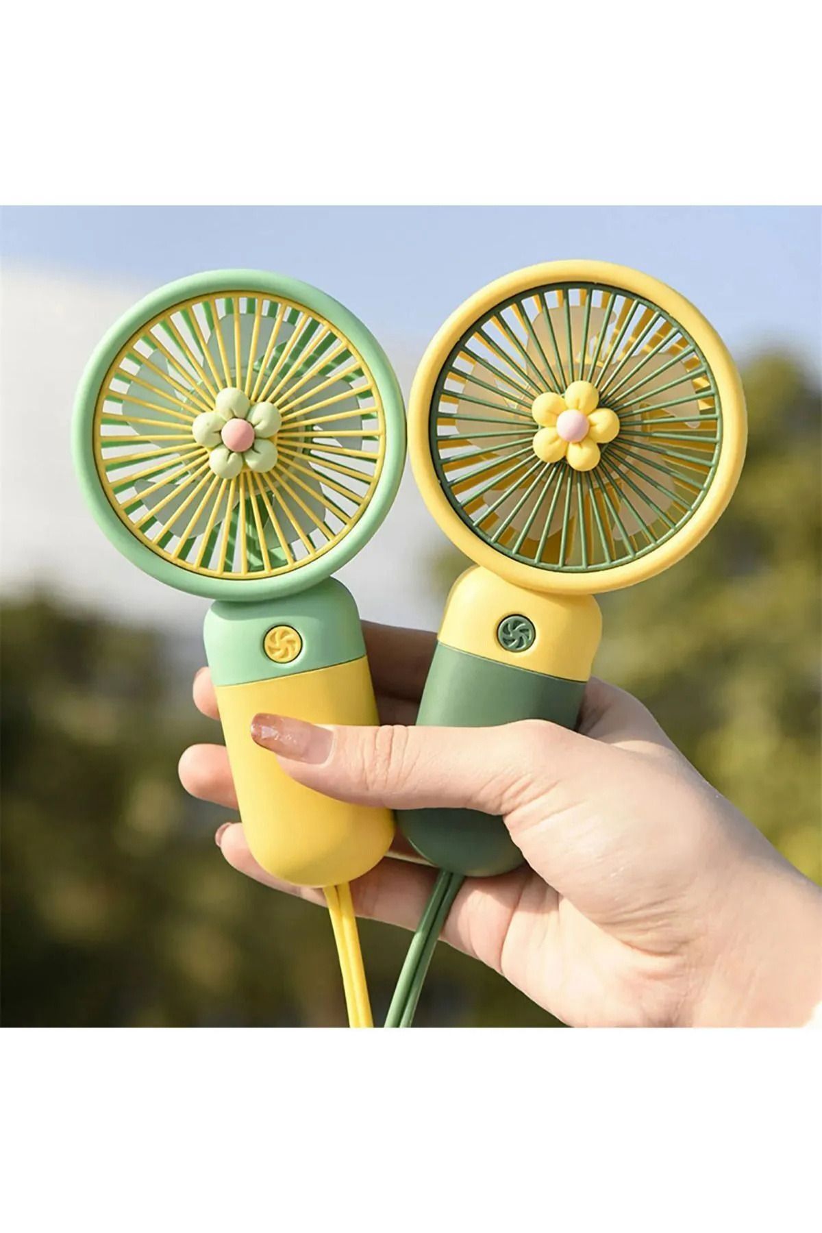 OBRAX İpli Şarjlı Masa Ve El Fan Taşınabilir Şarjlı Edilebilir Mini El Fan