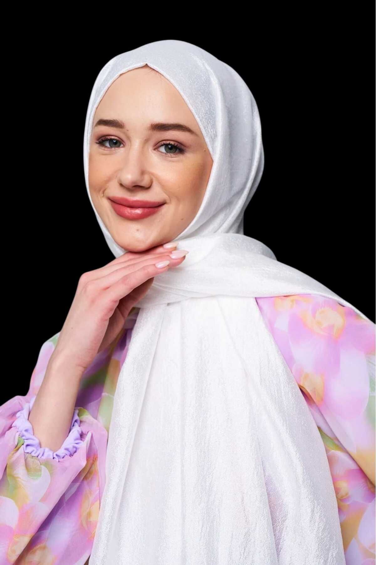 Freeista Beyaz Abiye Şal Parlak 2506663407