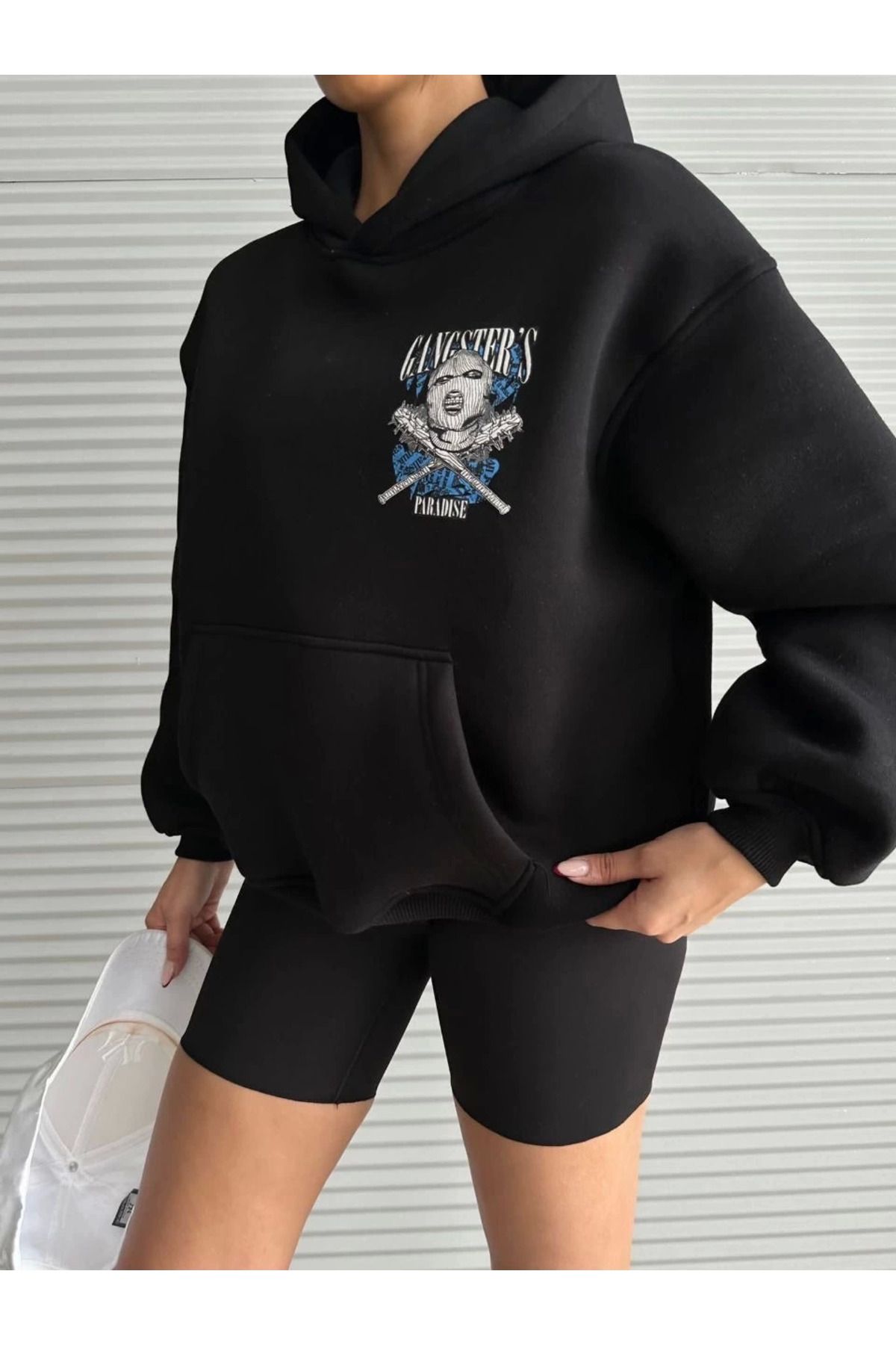 ZORM 3 iplik şardonlu oversize compact kafa baskılı sweat siyah