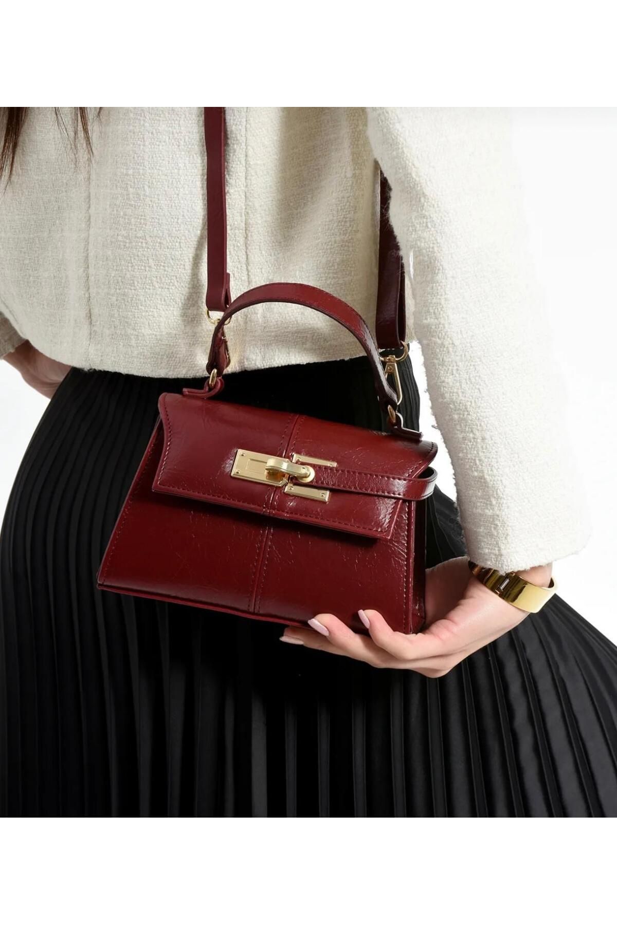 LİSBOND ELEGANCE Lisbond Elegance Anastasia Model Bordo Kadın El Ve Omuz Çantası