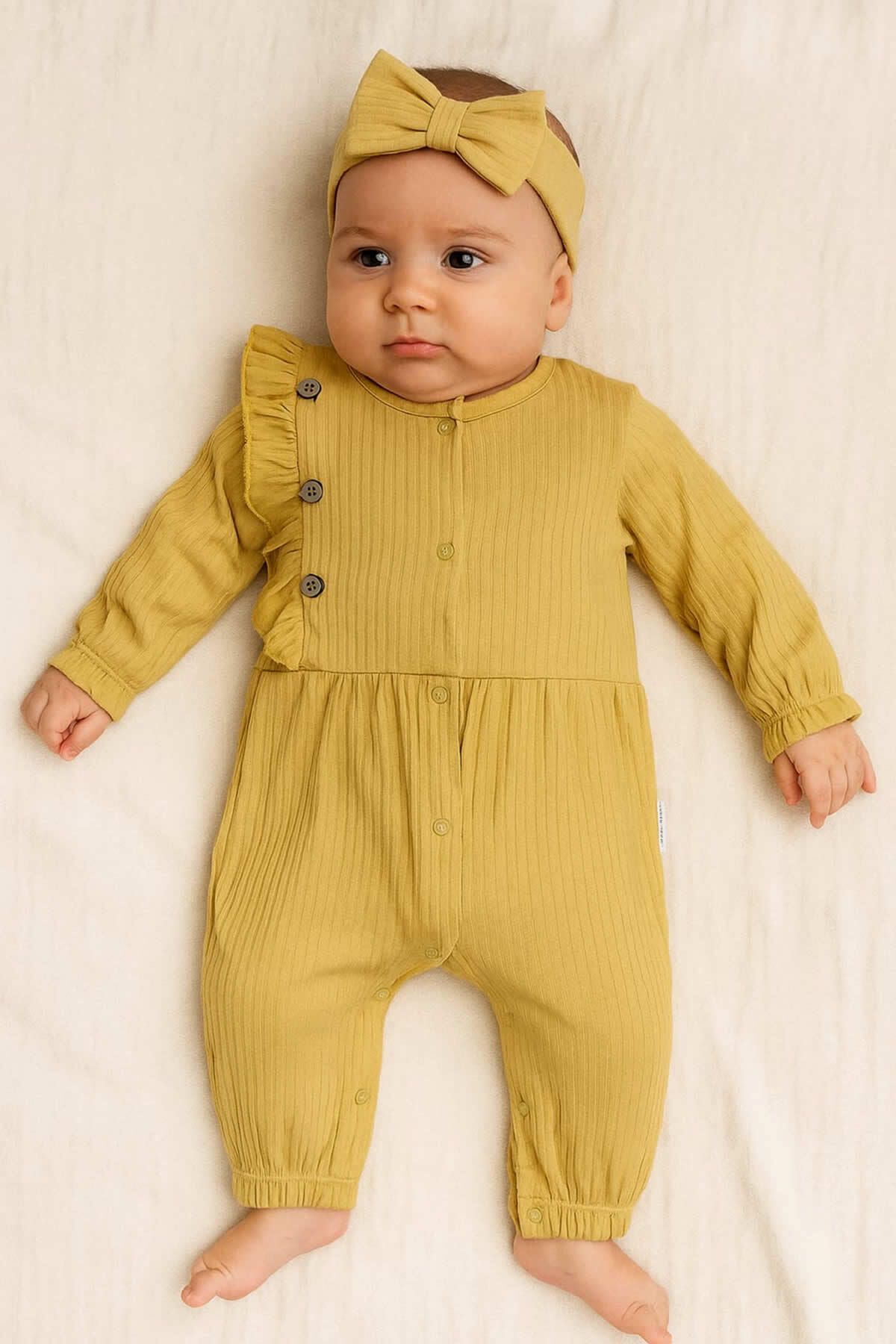 krm kerem bebe Bandanalı Kız Bebek Tulum