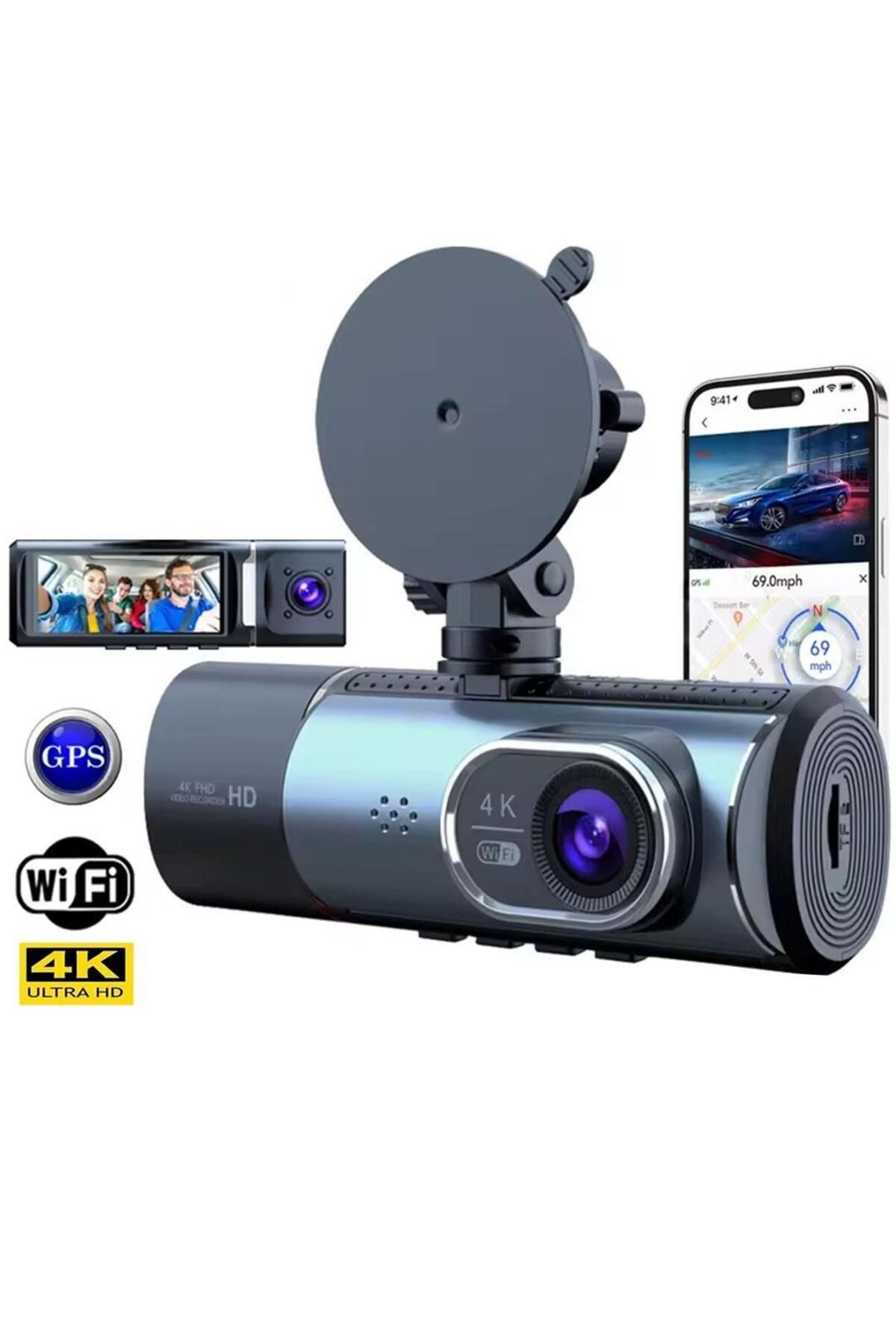 Powermaster PM-27086 3.16" Tft Ekran Çift Kameralı Gps Modüllü Hd Araç Kamerası Dvr (128Gb Destekli)