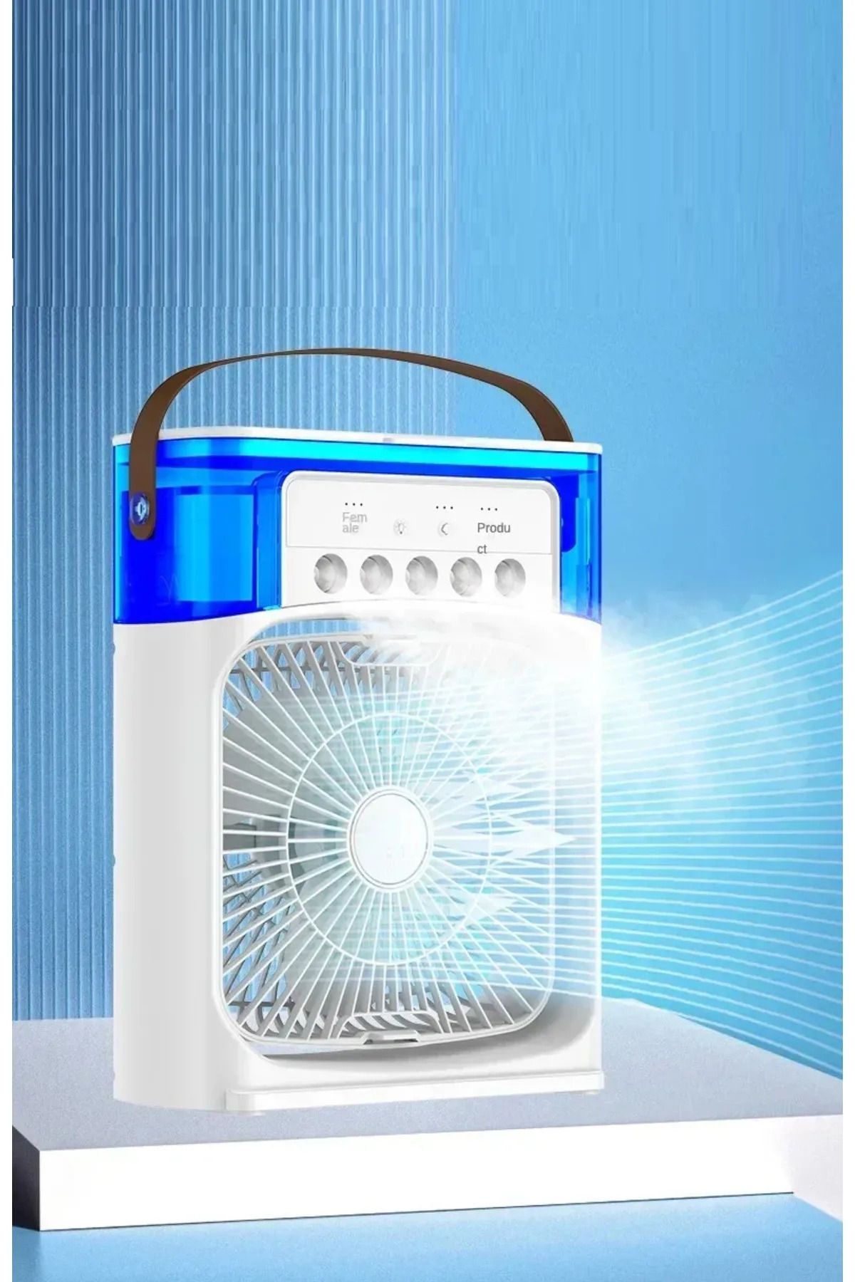 OBRAX Ultrasonik Hava Vantilatörü Nemlendirici Fan Buhar Makinesi Rgb Renkli