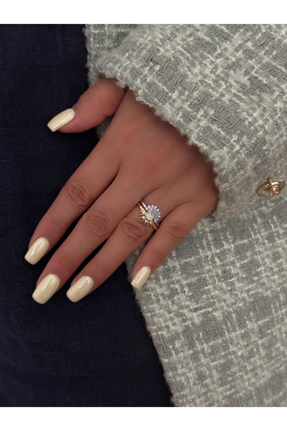 h&b design jewel Çelik Güneş Ay Yüzük