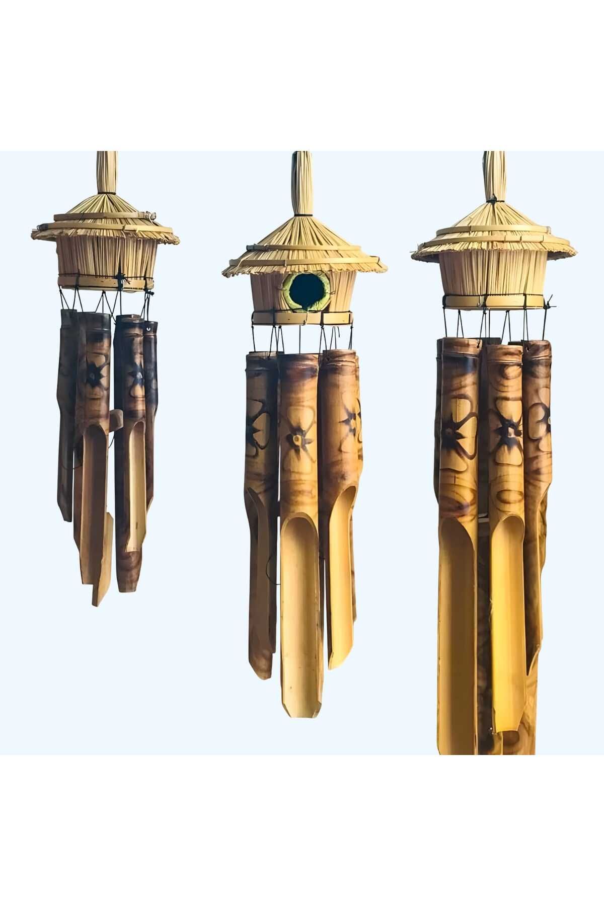 Wolawood Doğal Bambu Rüzgar Çanı El Yapımı Dekoratif Bahçe Balkon İç Mekan Feng Shui Uğur Şans Süs Aksesuar