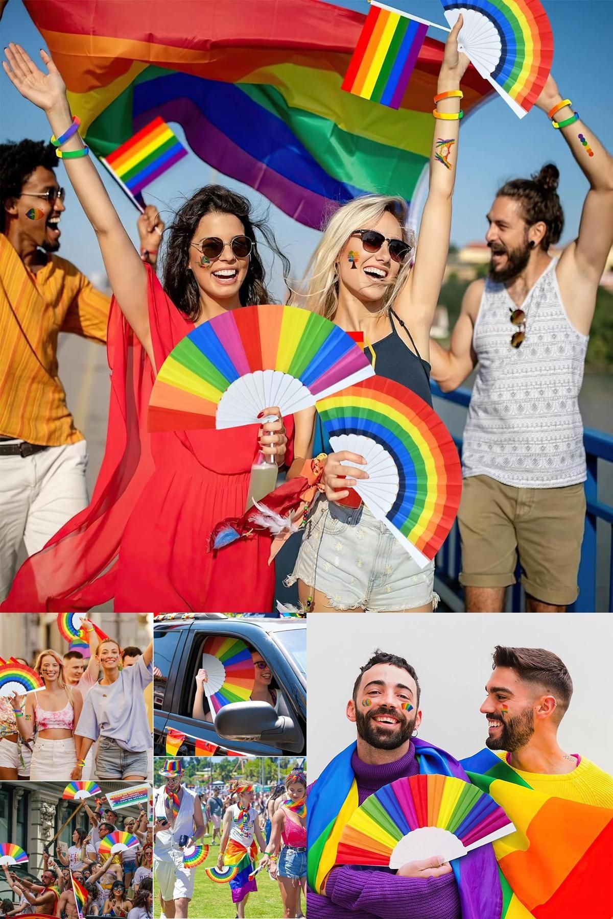 Midday 6 Adet Kullanışlı ve Dekoratif Rengarenk Yelpaze –Hem Süs Hem Serinlik, Festival ve Günlük Kullanım