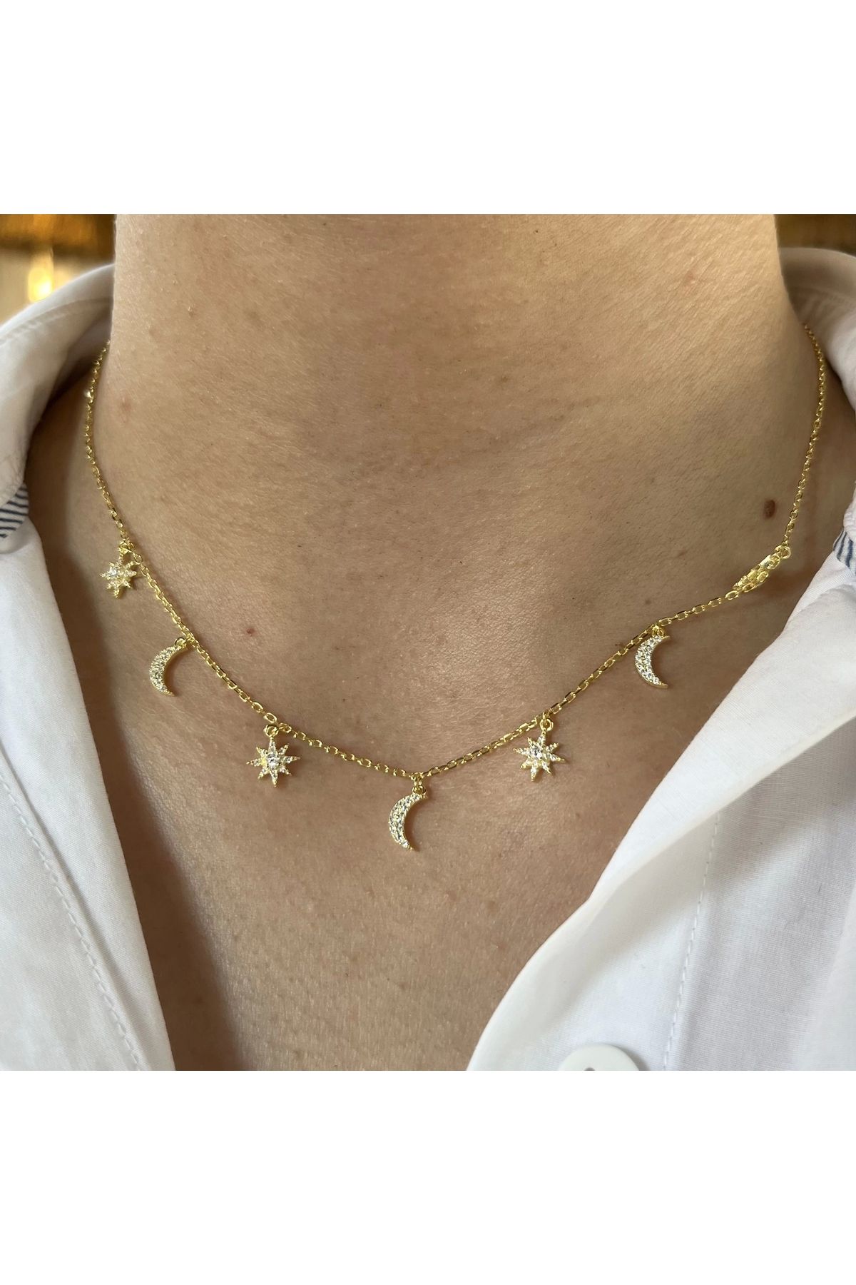 Vintagezegeni Gökyüzü Motifli Choker Kolye I 925 Gümüş