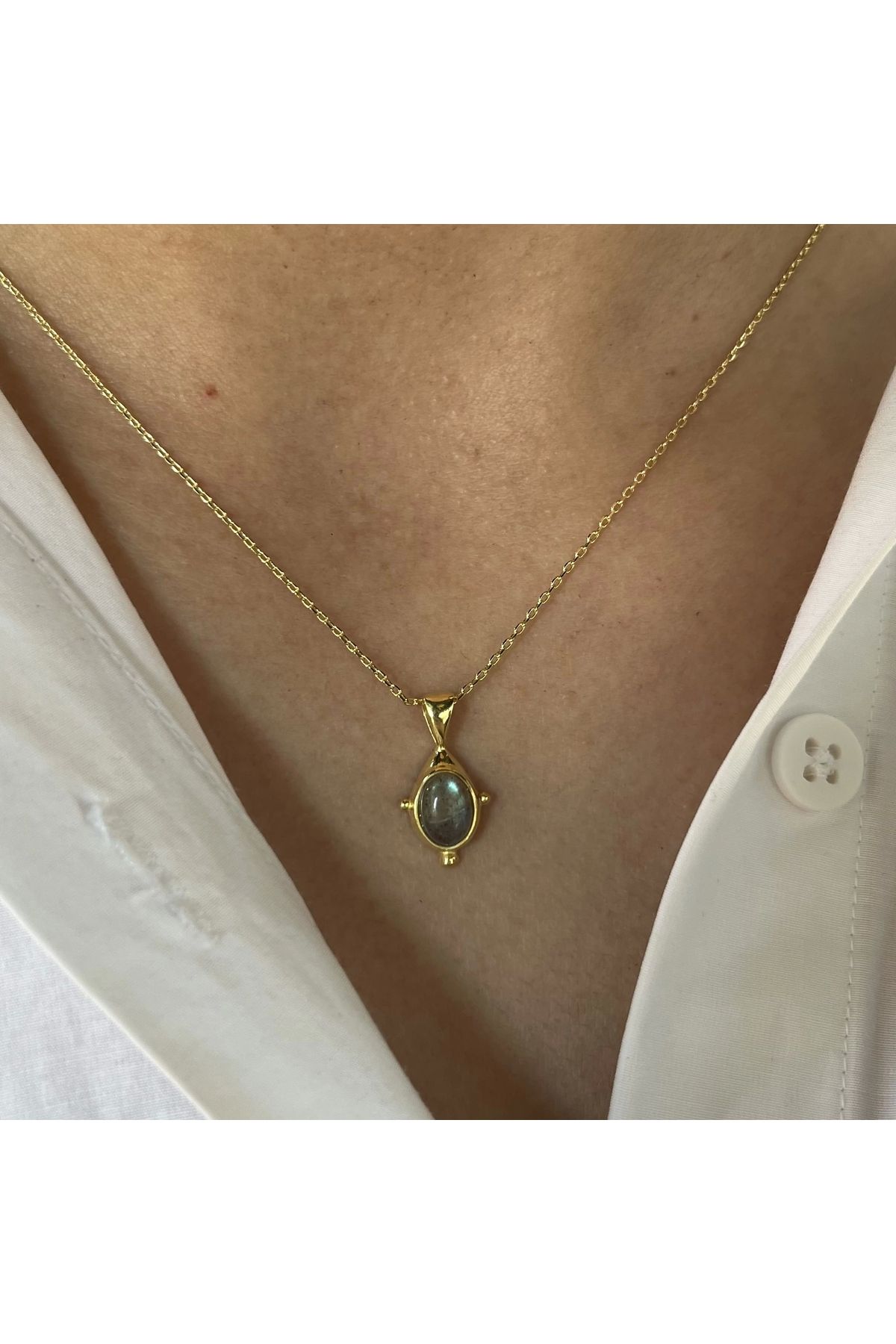 Vintagezegeni Labradorit Taşlı Vintage Kolye I 925 Gümüş