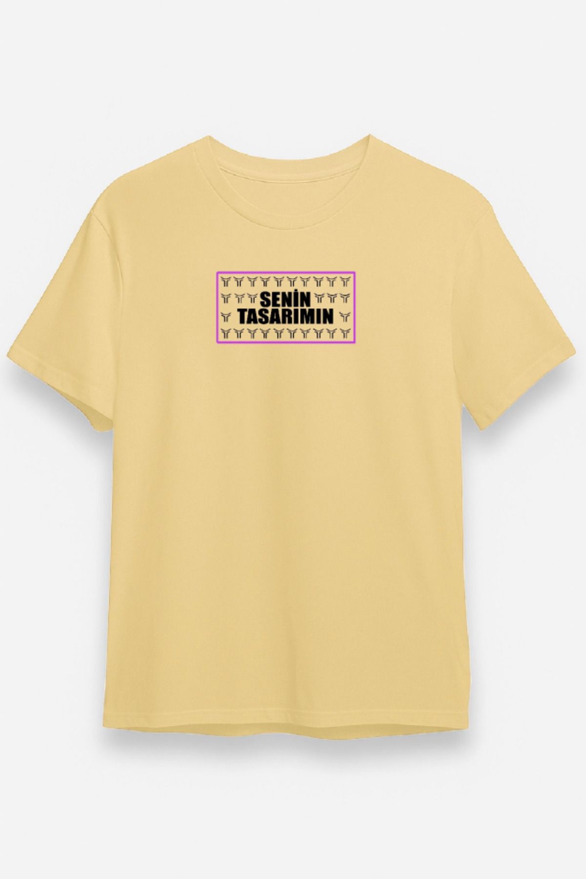Edolika 24/1 Düz Ön Sizin Tasarımınız Oversize T-shirt - Bej