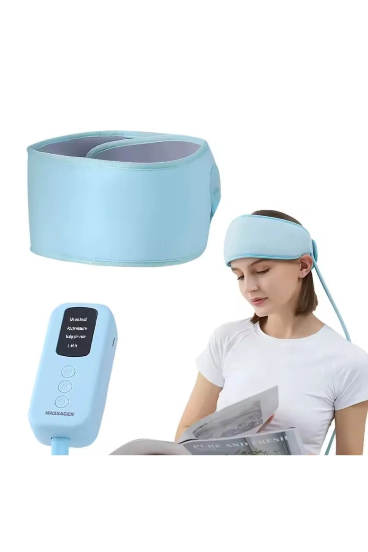AboutThePerfect Kafa Masaj Aleti, Isıtmalı, Hava Basınçlı, Sıcak Kompres, Fizyoterapi ve Uyku Destekli