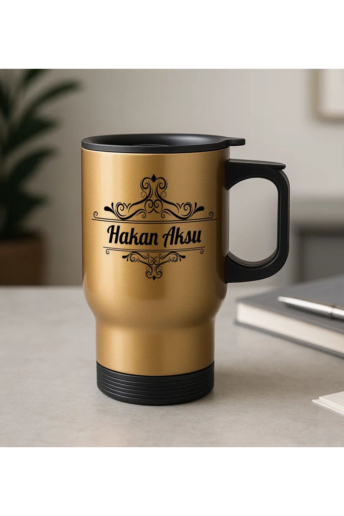 Bk Gift Kişiye Özel İsimli Kulplu Gold Çelik Bardak Termos Mug 450ml-1, Sevgiliye Hediye, Arkadaşa H