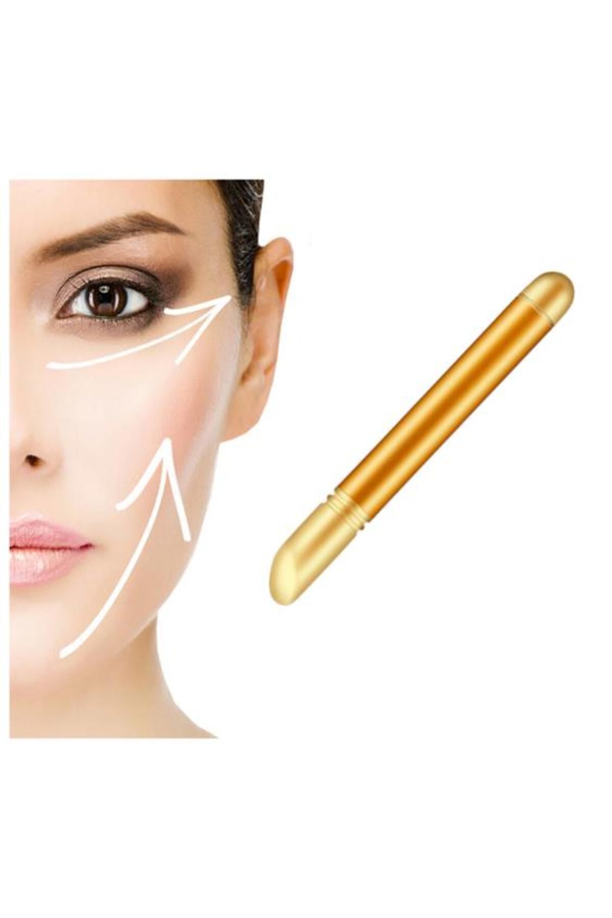 AboutThePerfect Titreşimli Yüz Sıkılaştırıcı ve Güzellik Bakım Kalemi, Parlak Renkli Altın Tonu
