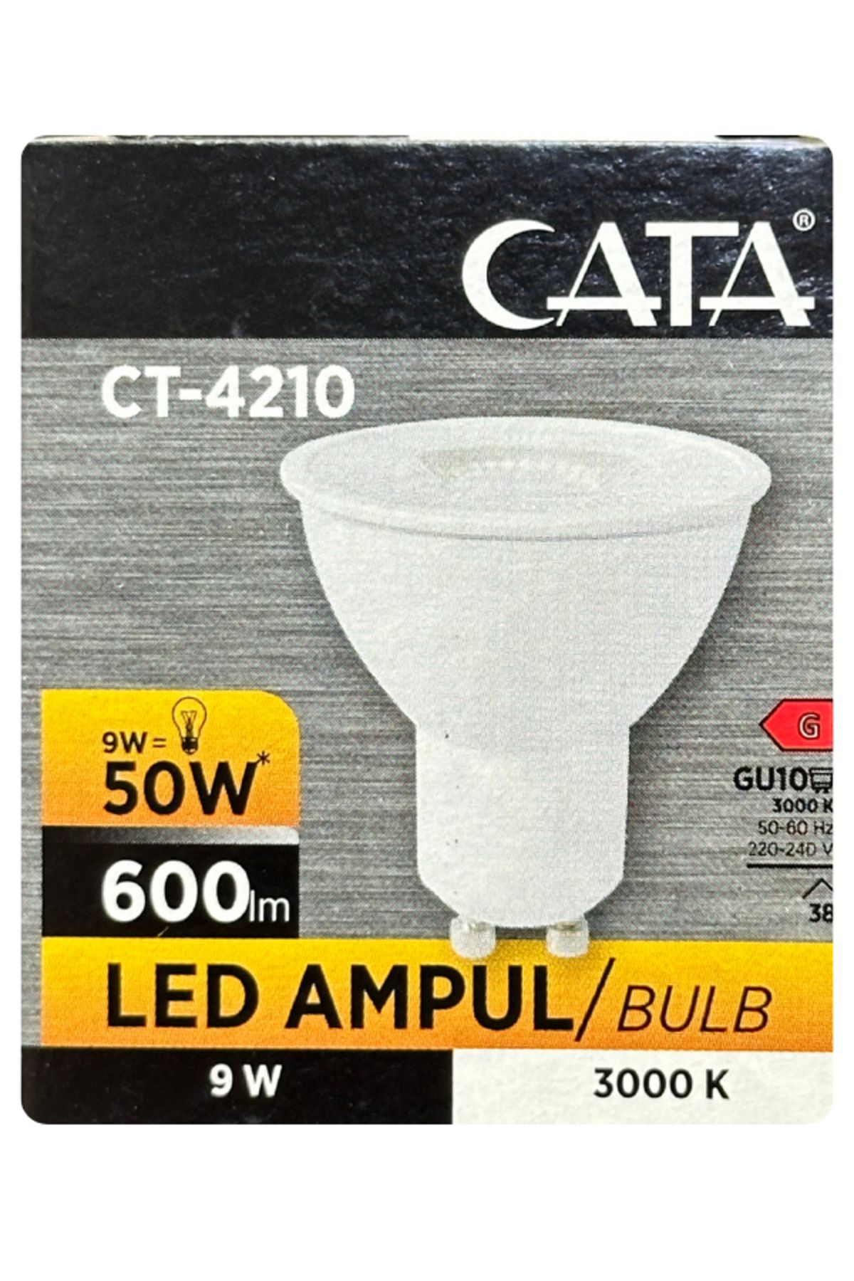 Avarson (1 Adet) Cata 9W (50W) Sarı Işık (3000K) Dim Edilebilir GU10 Duylu Led Spot Ampul