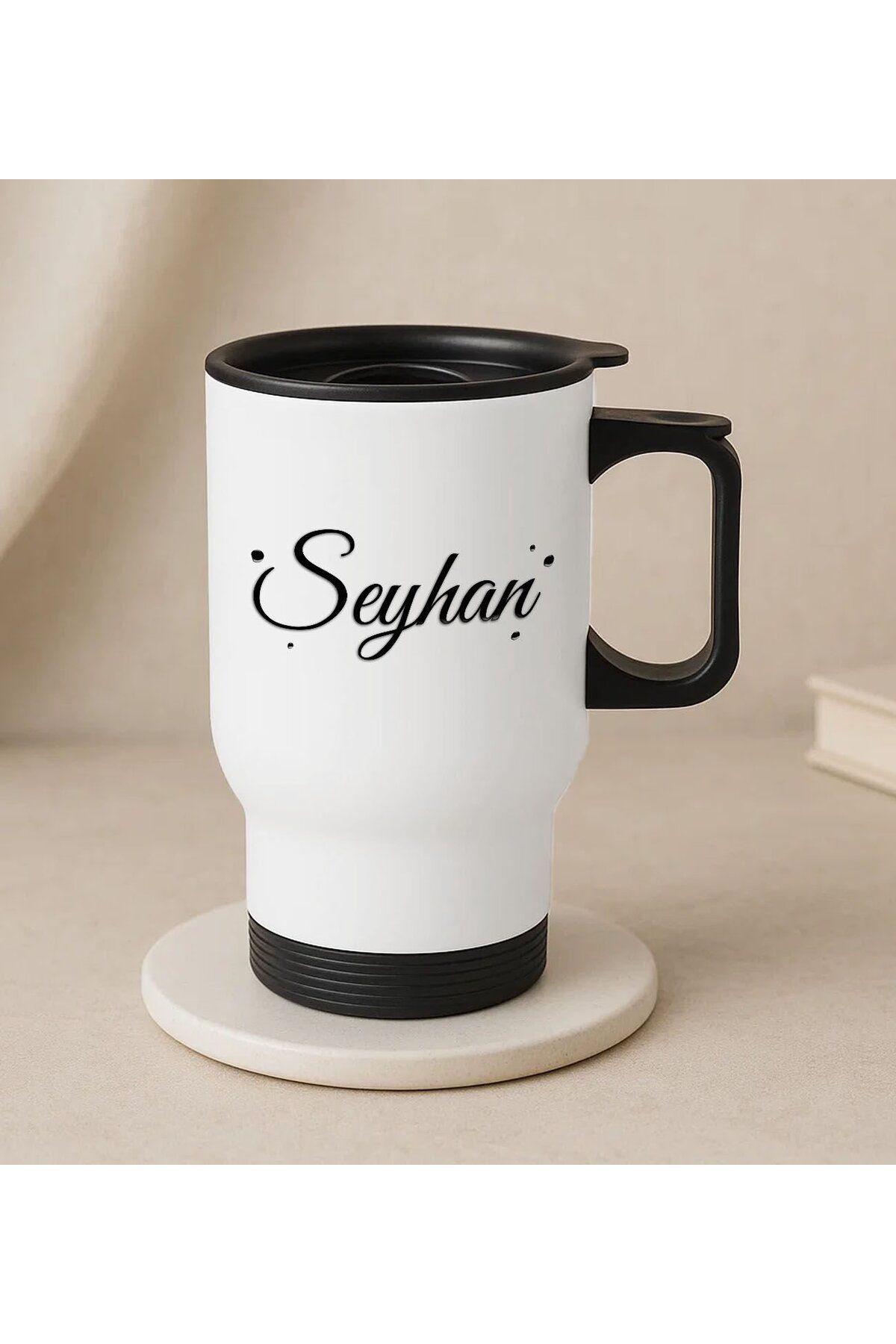 Bk Gift Kişiye Özel İsimli Kulplu Beyaz Çelik Bardak Termos Mug 450ml-4, Sevgiliye Hediye, Arkadaşa