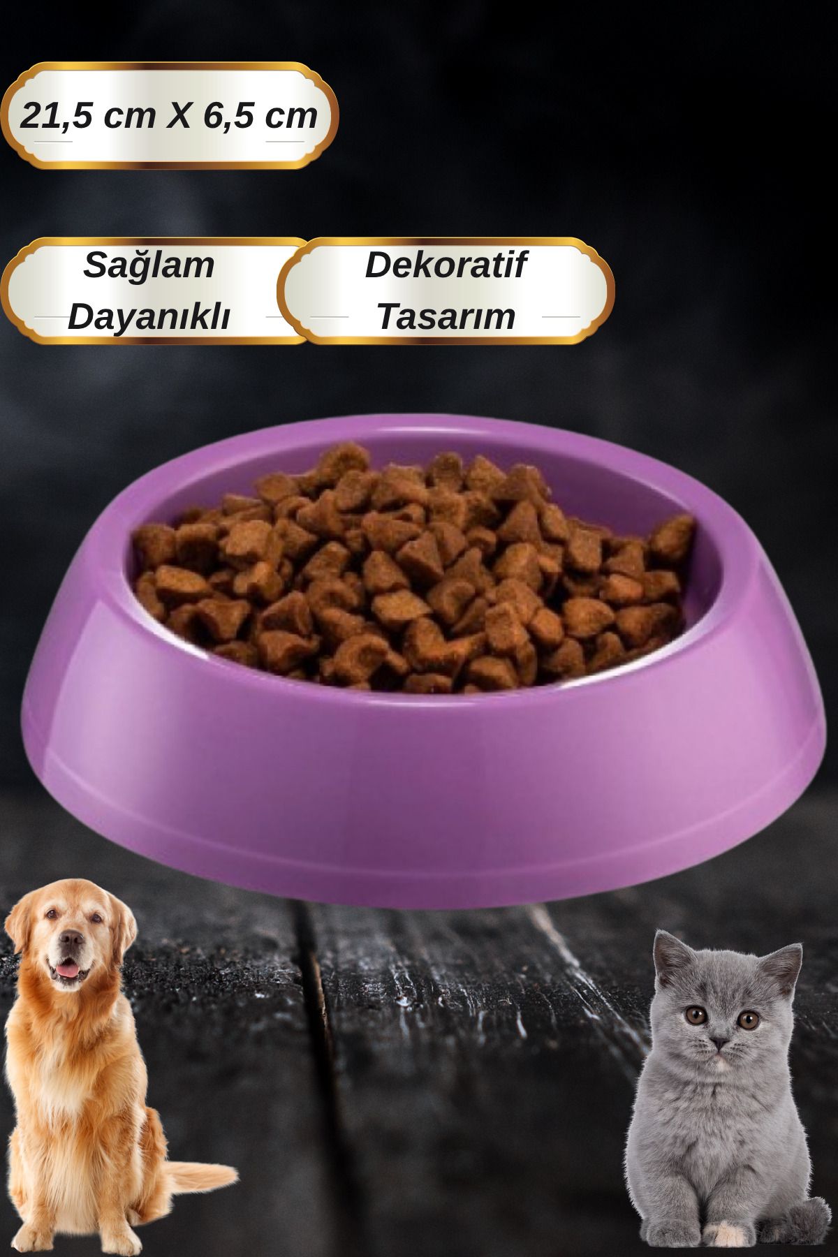 Hane Dostu 21,5 Cm Yuvarlark Tasarım Büyük Boy Kedi Köpek Mama Kabı | Su Kabı