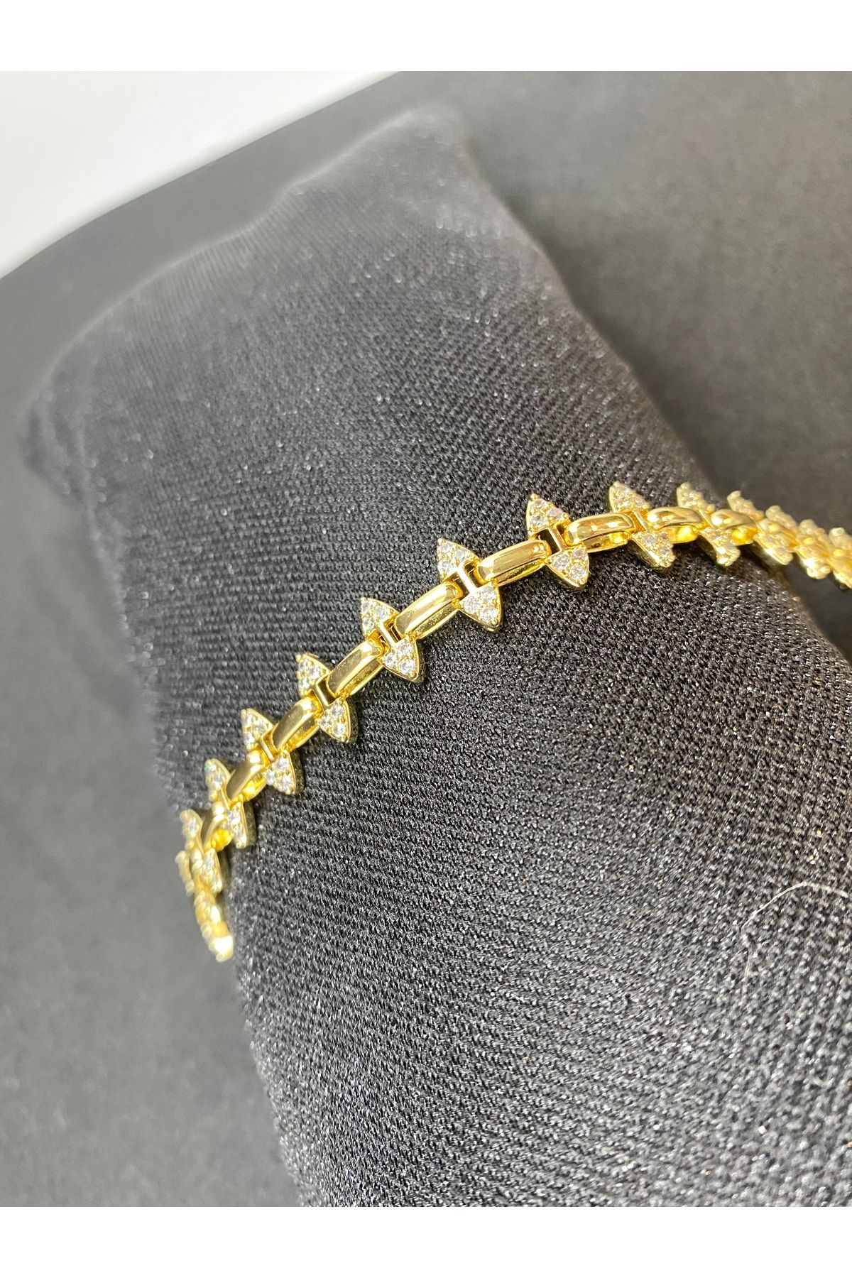 Byoz store 14k altın kaplama zirkon taş gold taşlı ayarlanabilir bileklik