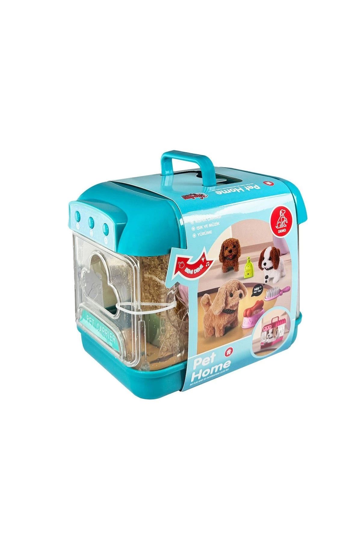 Vemora JND-6806 Hareketli Köpek ve Işıklı Sesli Şeffaf Kafes Seti -Vardem Oyuncak