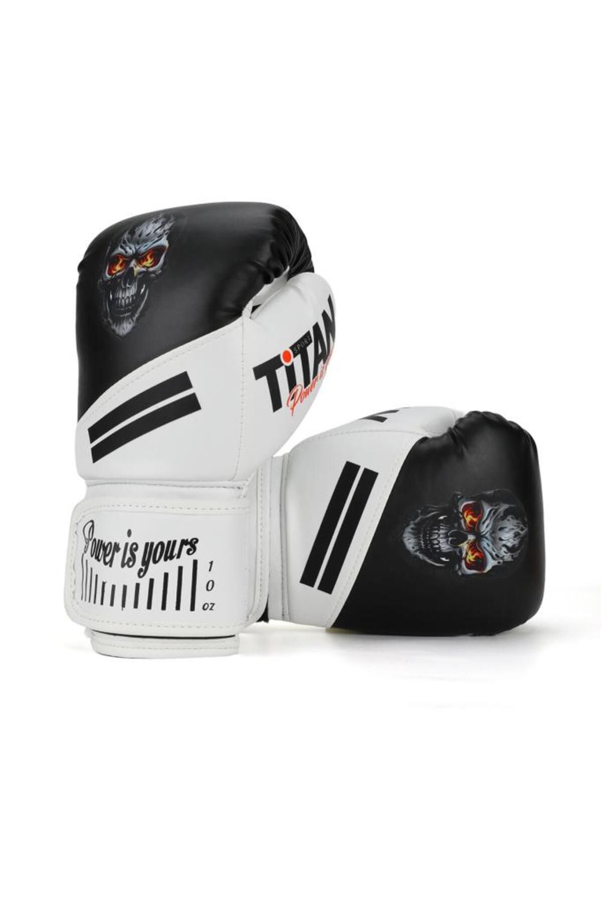 Titan Sport Siyah Beyaz Kurukafa Desenli Boks Eldiveni