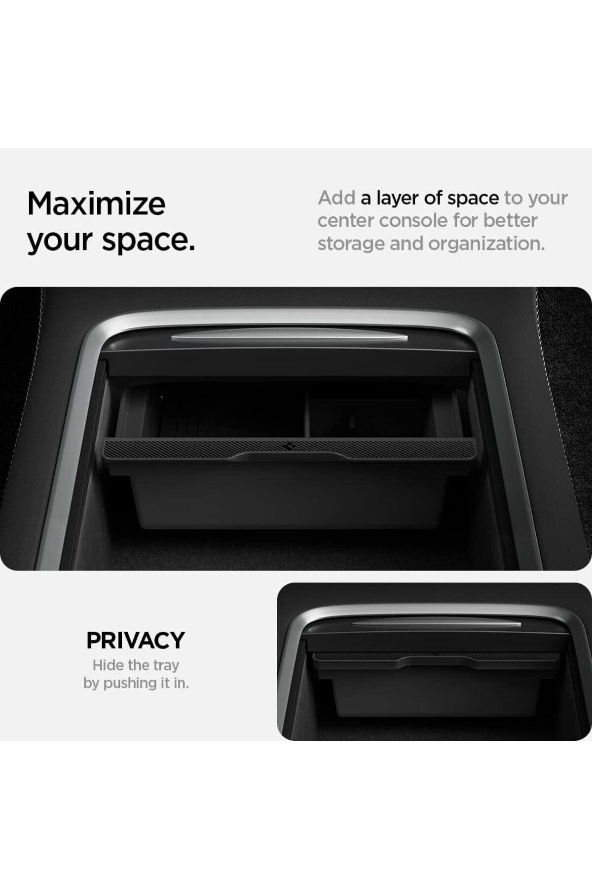 Spigen-Center Console Organizer Tray Carbon Edition for Tesla Model 3 and Model Y with Smooth Slide 6