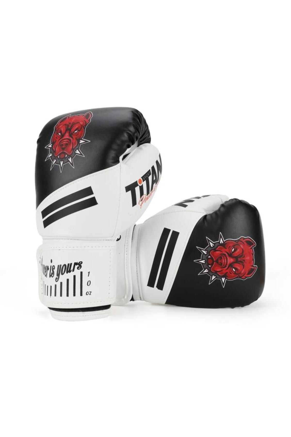 Titan Sport Siyah Beyaz Pitbull Desenli Boks Eldiveni