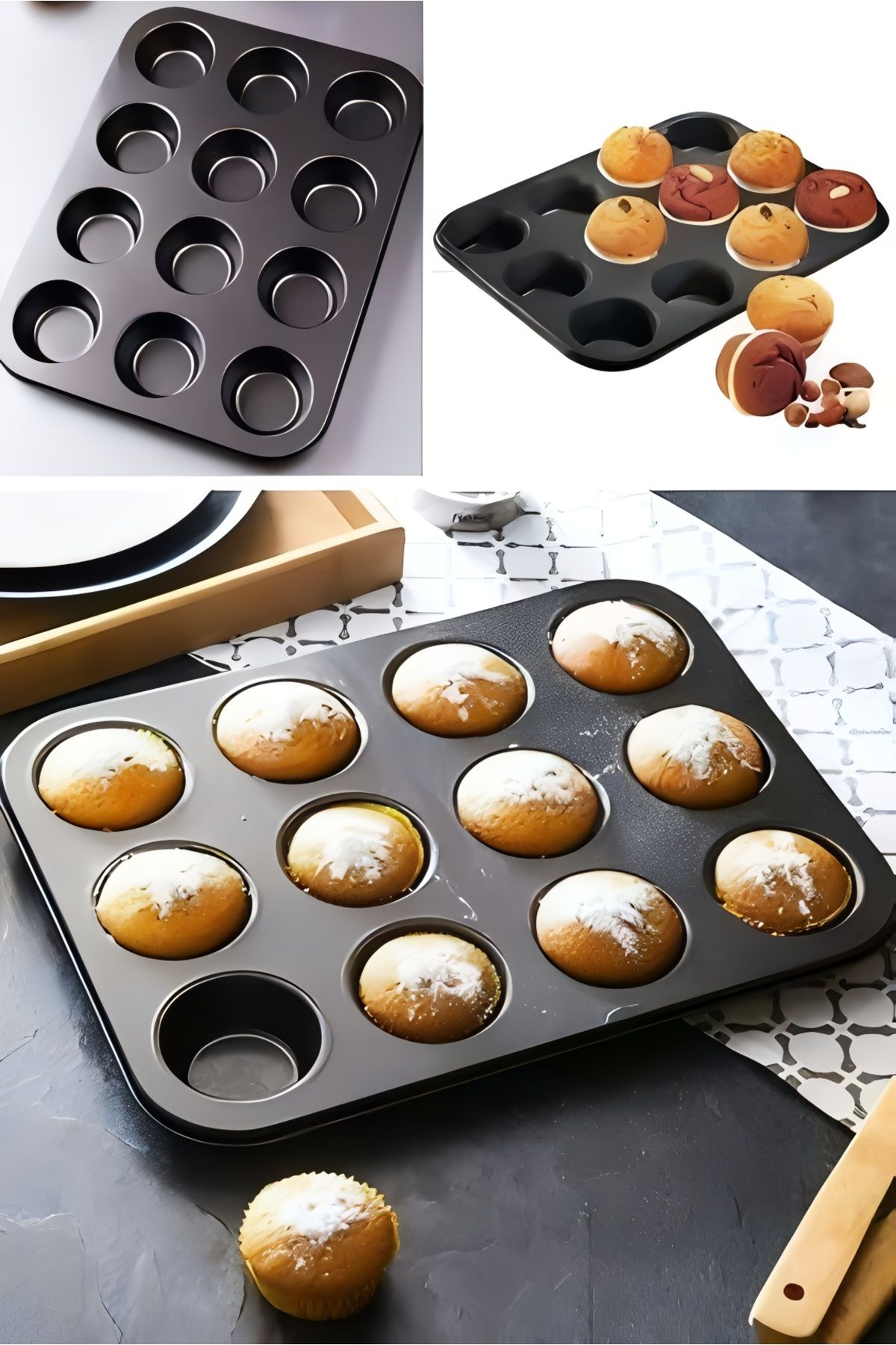 Lunetta 12’li Muffin Cupcake Kek Kalıbı Dayanıklı Çok Amaçlı Fırın Kalıbı