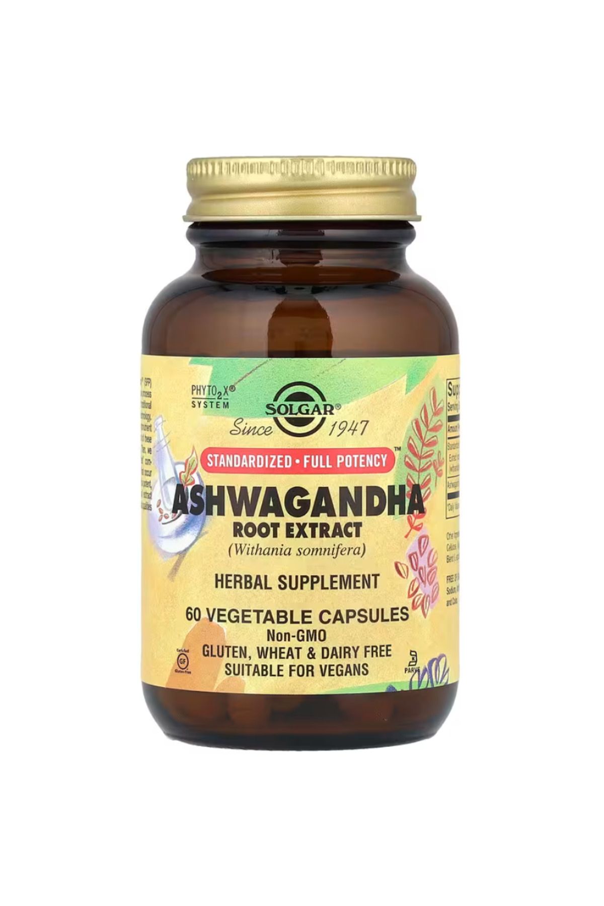 SOL Solgar, Ashwagan.dhaa, Root Extract, 60 Vegetable Capsules