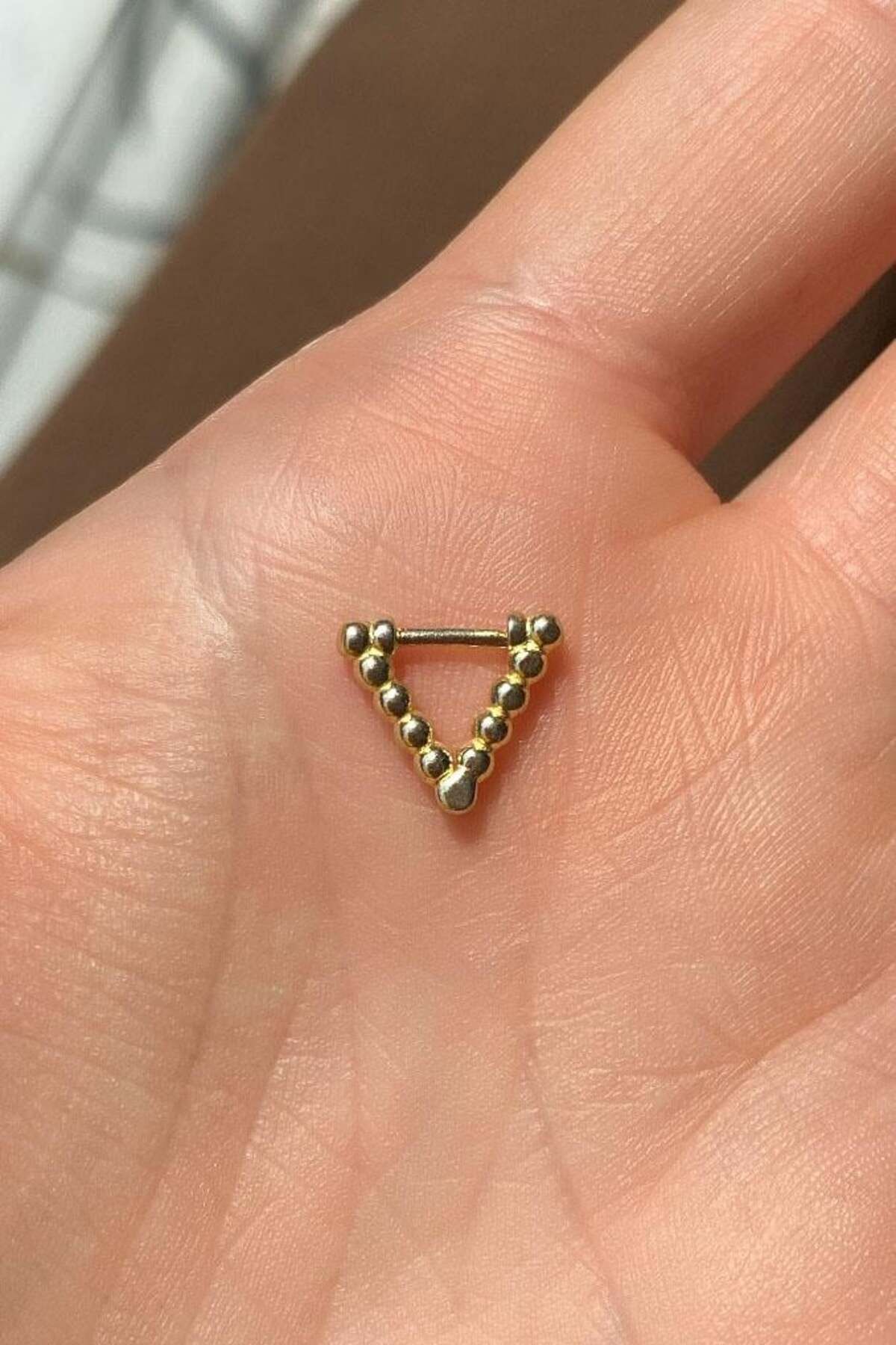 Spossy Silver Jewelry Üçgen Piercing Küpe