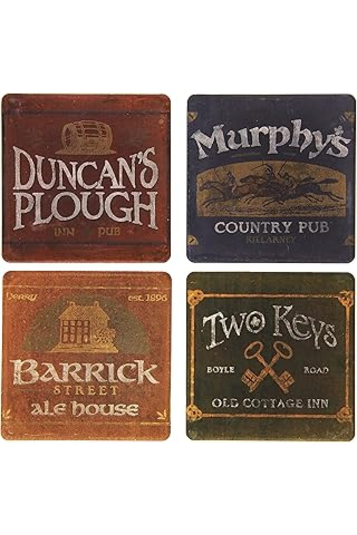TBSProjects Coasterstone As2340 Emici Altlık, 4 – 1/4 Inç, Irish Pubs, Set 4