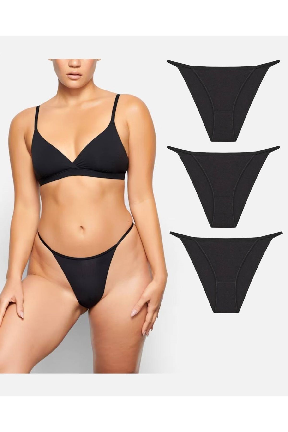 GECKO COLLECTION kadın slip bikini yan lastikli külot 3 adet
