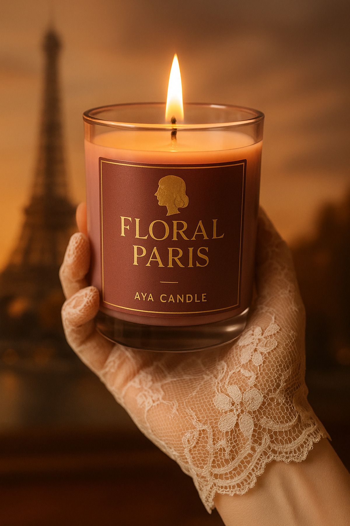 AYA CANDLE Floral Paris Kokulu Mum – 200g Cam Bardakta El Yapımı Premium Soya Wax