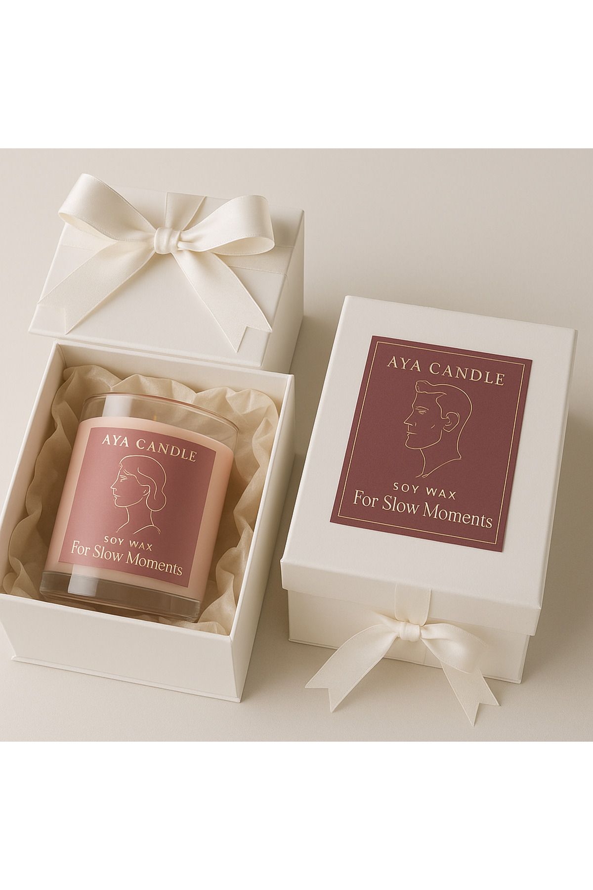 AYA CANDLE For Her – 200g El Yapımı Kadın Kokulu Cam Mum – Özel Kutulu Premium Soya Wax