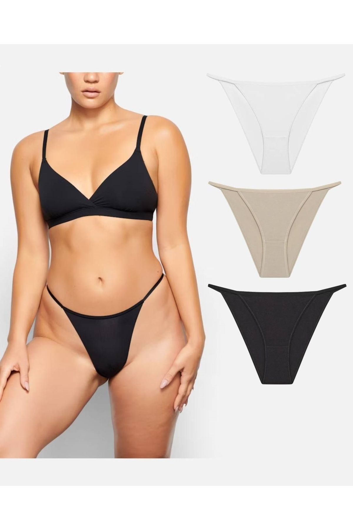 GECKO COLLECTION kadın slip bikini yan lastikli külot 3 adet