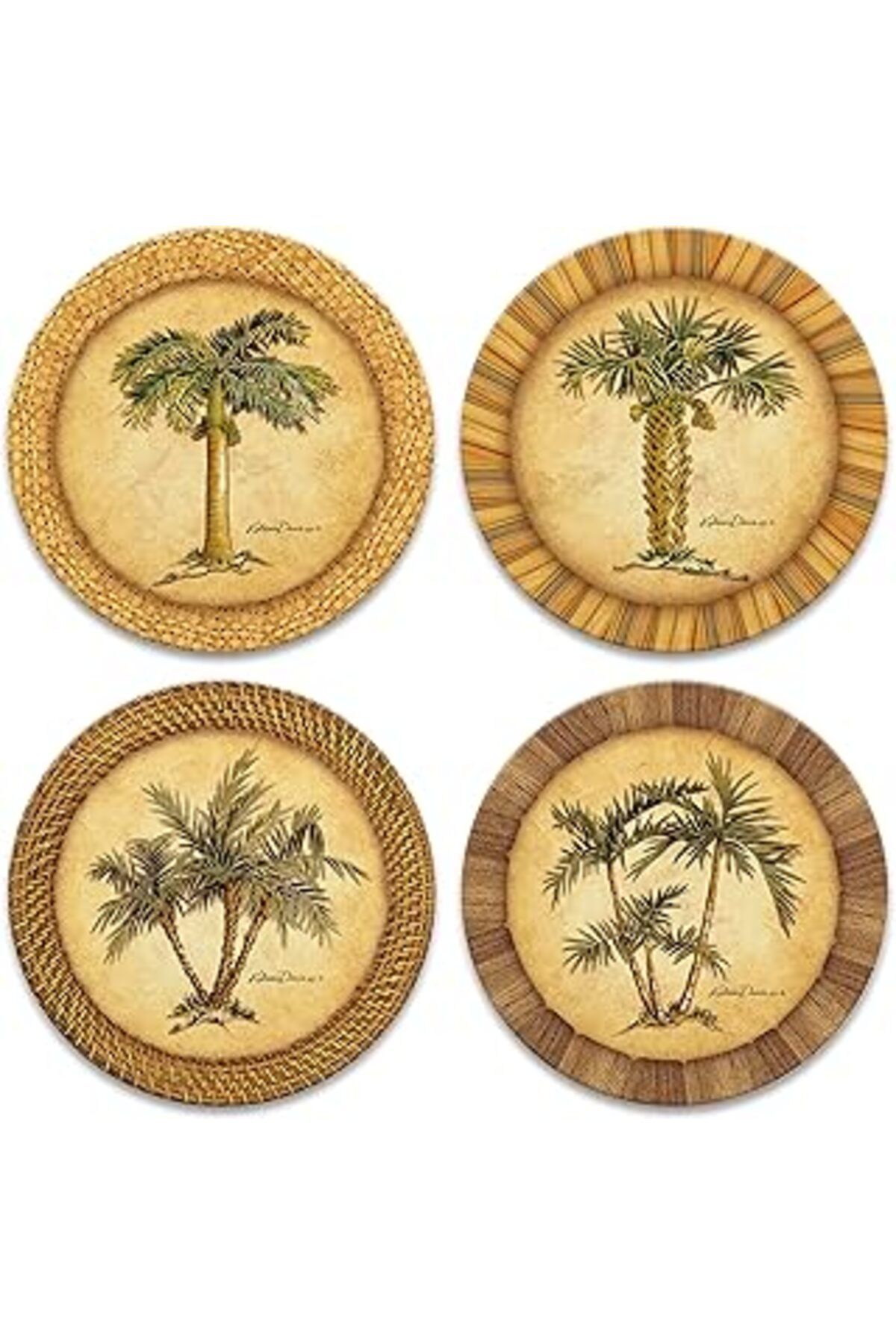 TBSProjects Coasterstone As1990 Emici Altlık, 4 – 1/4 Inç, Palmiye, 4'Lü Set