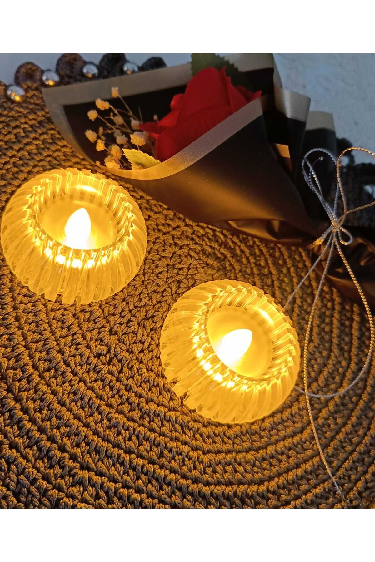 OEM 2'li LED Mum Seti - Gerçek Alev Efektli, Pil ile Çalışan, Dekoratif