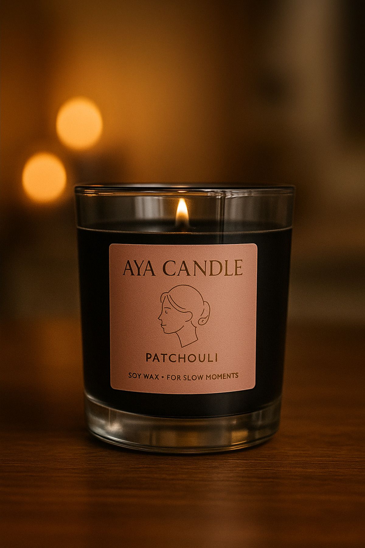 AYA CANDLE Paçuli Kokulu El Yapımı Mum – 200g Cam Bardakta – Premium Koleksiyon