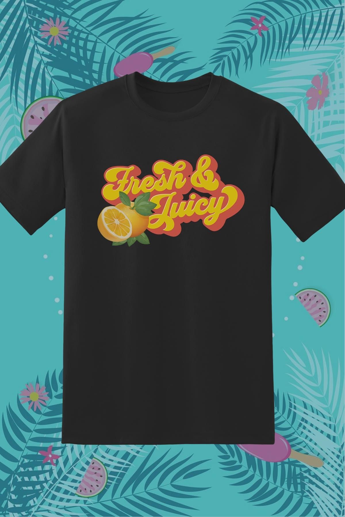 362BASKI Yaz Temalı Fresh And Juicy Baskılı Tshirt
