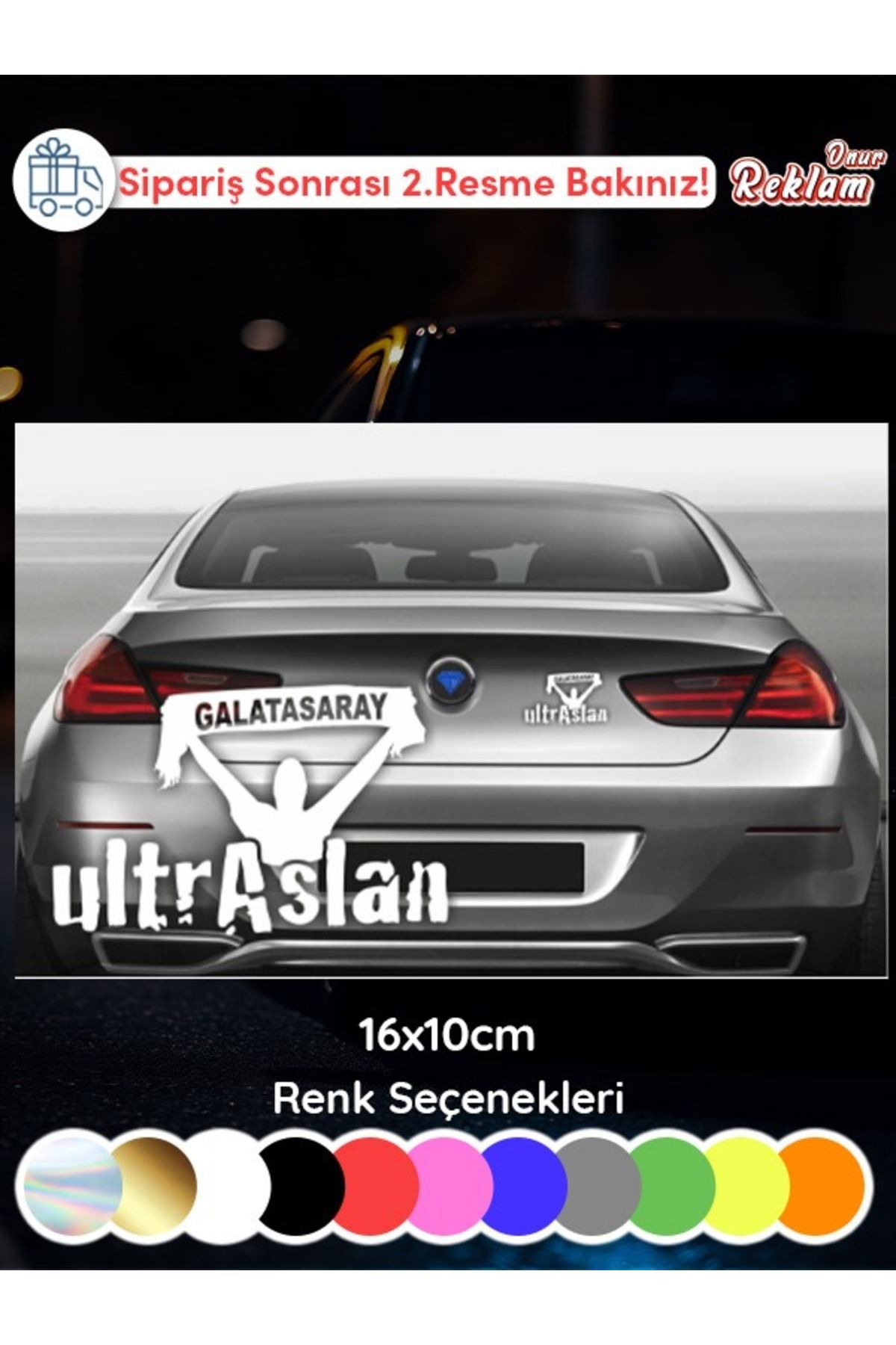 Onur Reklam ultrAslan Galatasaray Sticker | 16x10 cm Araç Arka Cam & Bagaj Etiketi – Renk Seçenekli