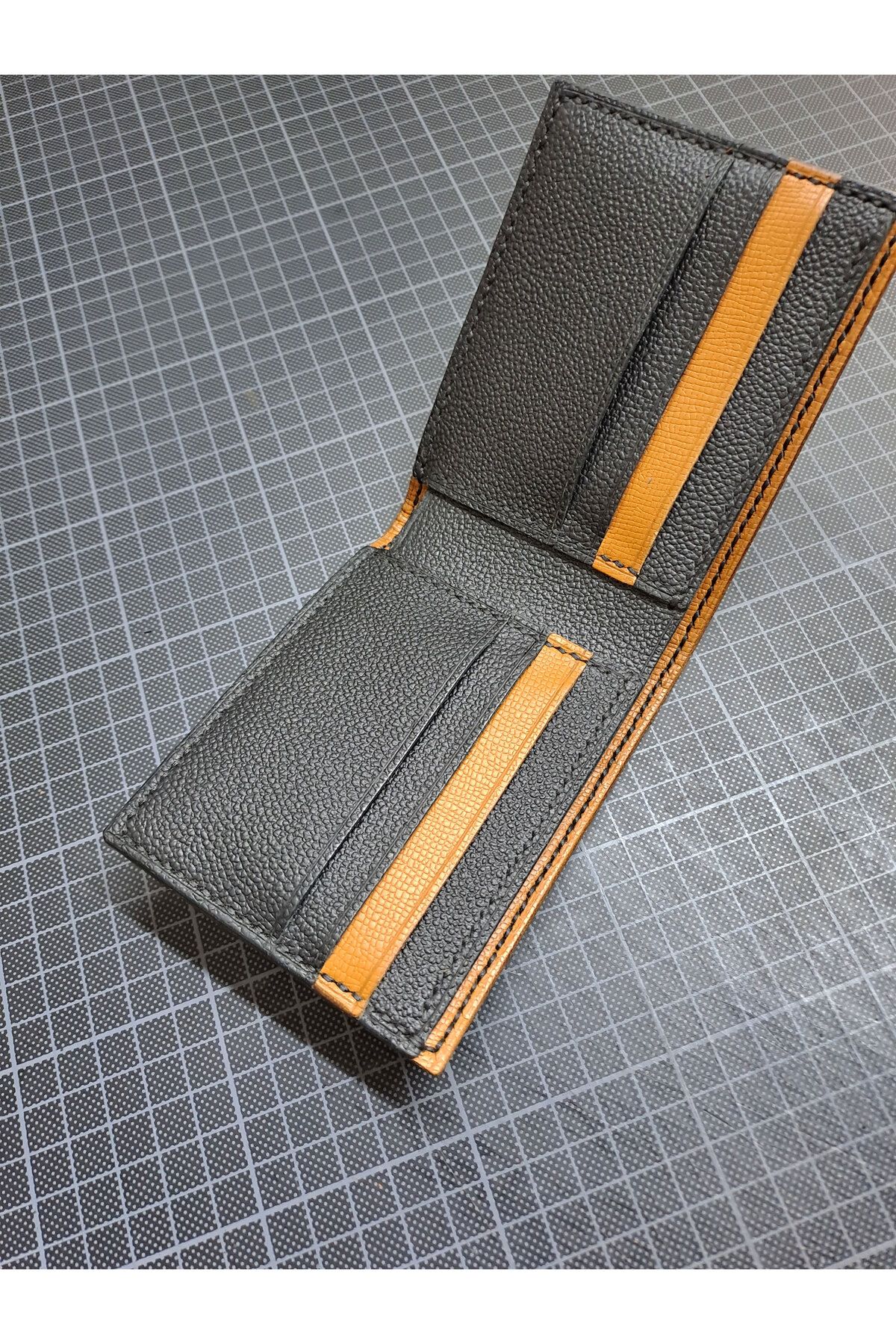 heyecanleather El Yapımı Gerçek Deri Premium Erkek Siyah Klasik Kartlık Cüzdan MG3188
