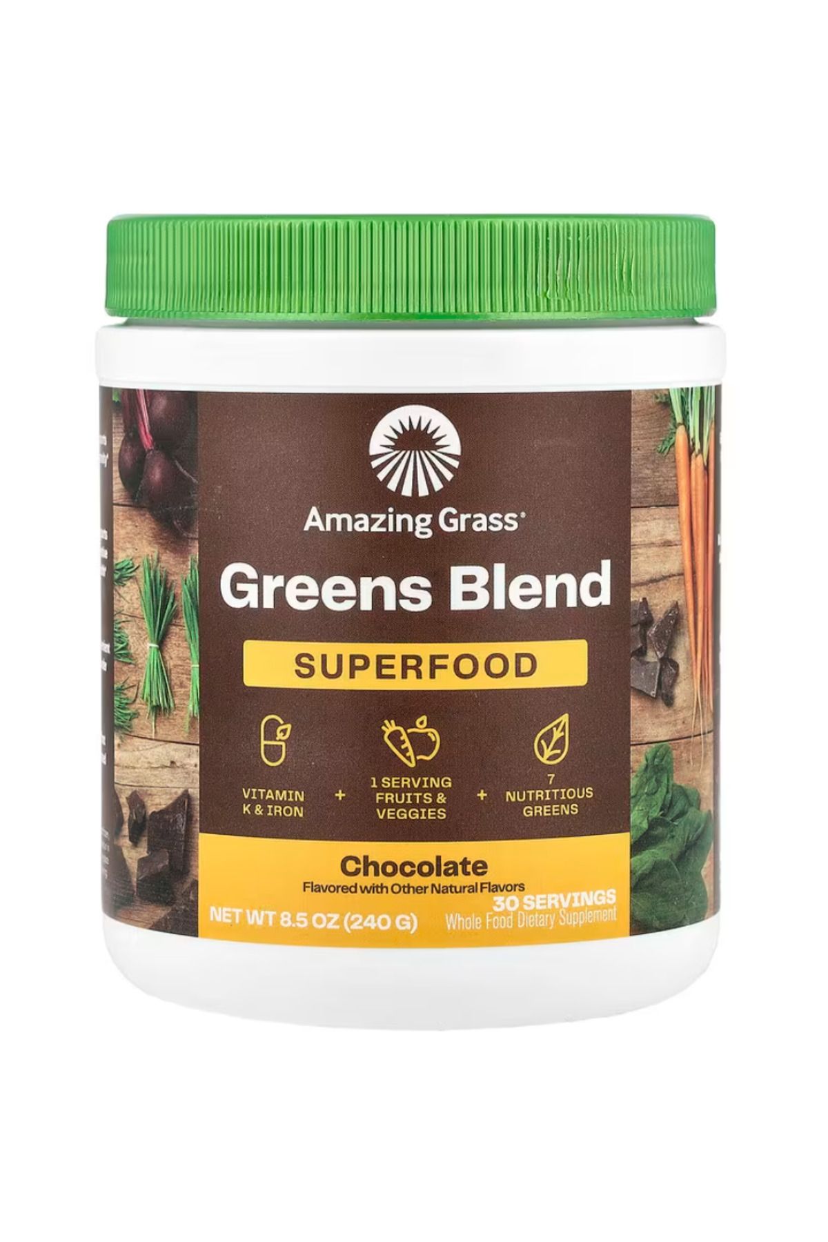 Amazing Grass , Greens Blend, Superfood, Chocolate, 8.5 oz (240 g)