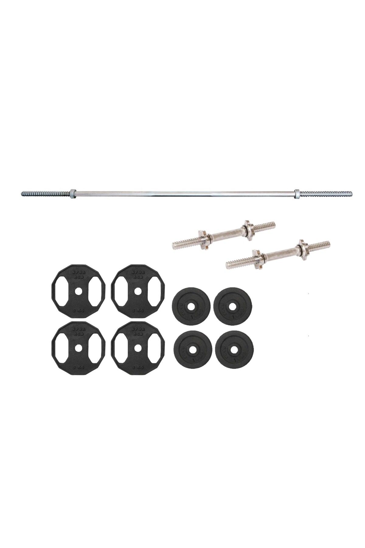 ACDSPOR 40 Kg Döküm Halter Dambıl Ağırlık Seti 120 Cm Uzun Barlı