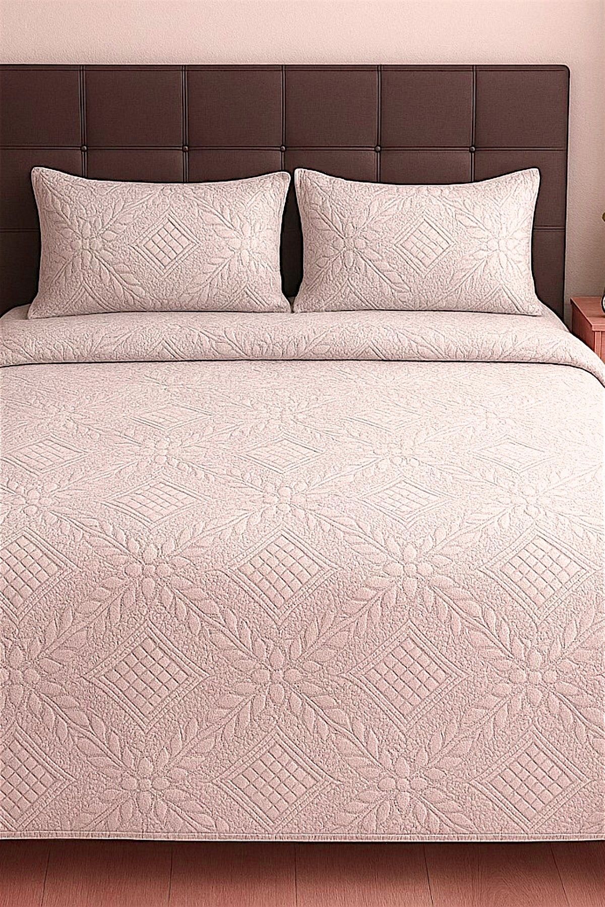 MixCotton Home Çift Kişilik Saten Pamuk Kapitone Çift Taraflı Çantalı Yatak Örtüsü ve 2 Li Yastık Kılıfı
