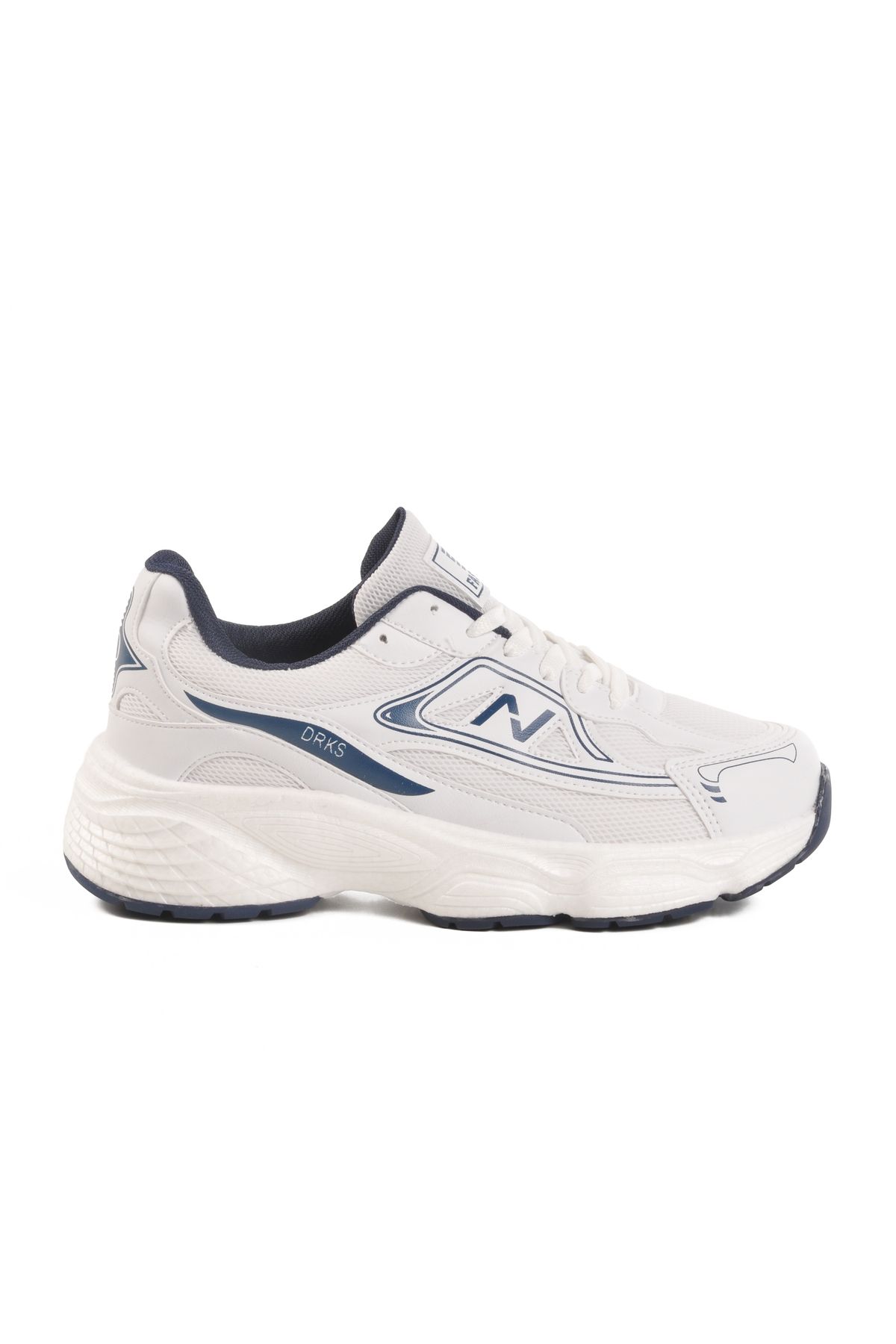 AYAKMOD Beyaz Lacivert Fileli Unisex Spor Ayakkabı 182 G
