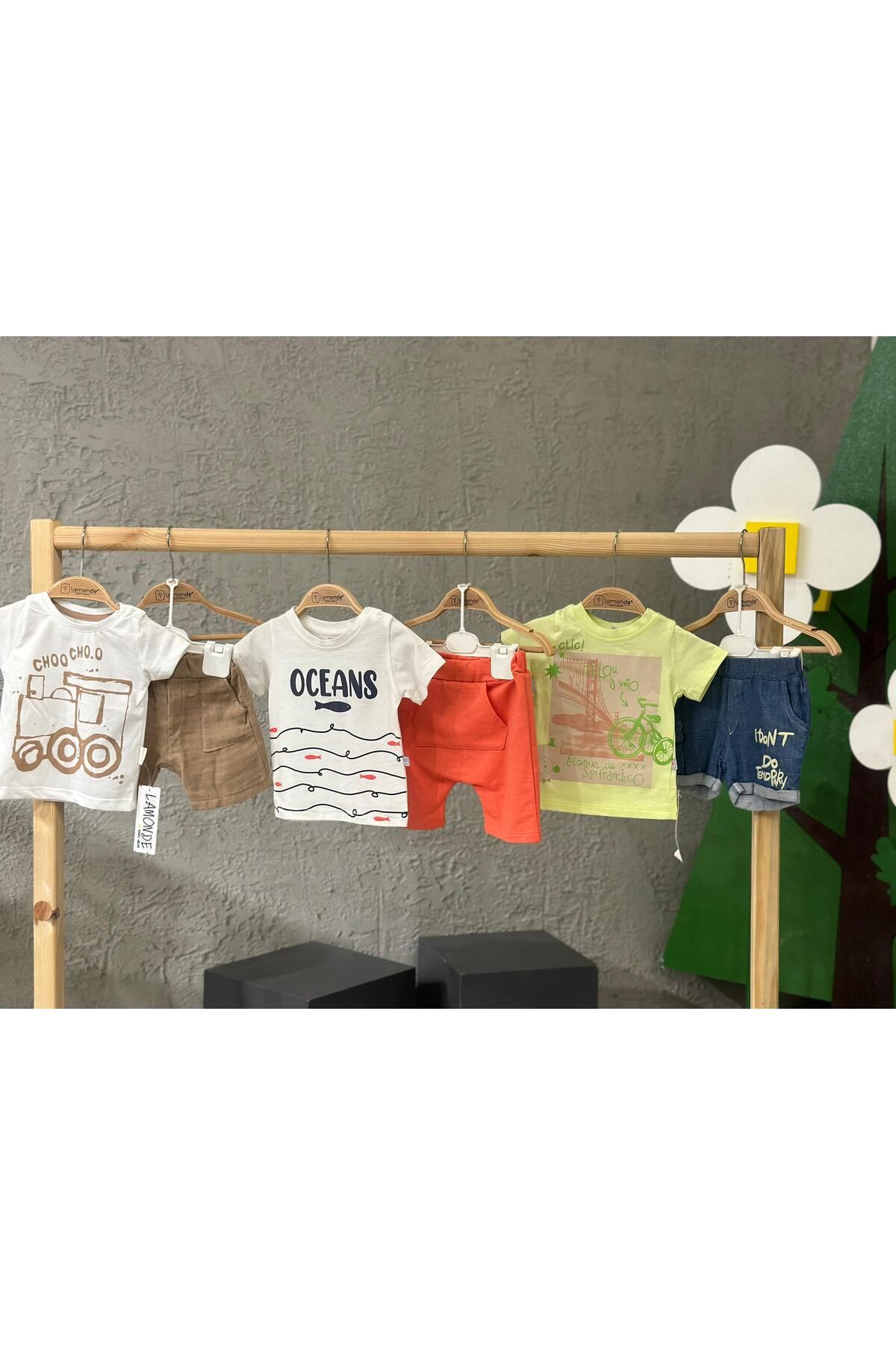 Lamonde 3'lü Erkek Bebek Şort Tişört Takım | Yazlık 3 Takım | 6 Ay - 5 Yaş Arası