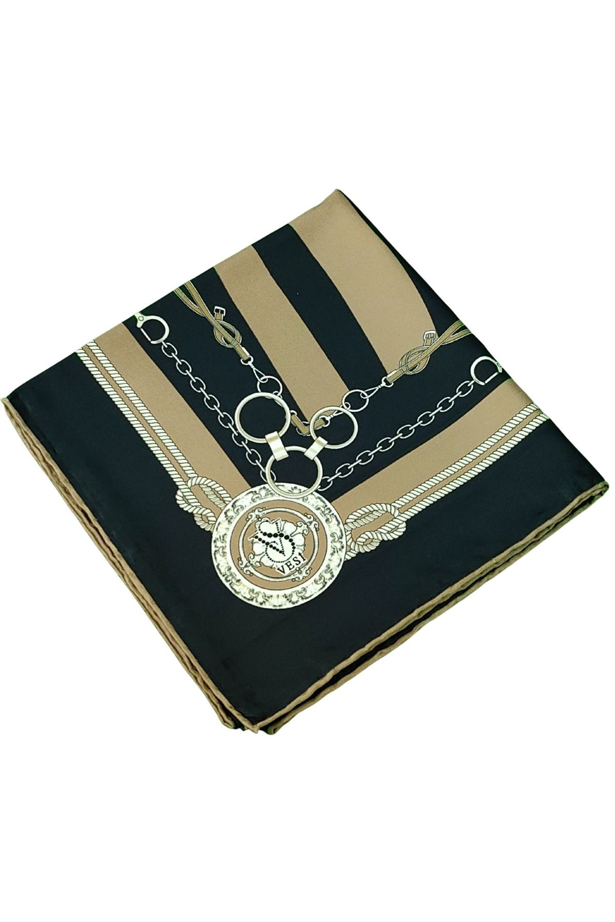 mim eşarp VESİ Eşarp Zincir Desenli Sport Twill Eşarp 120x120 cm