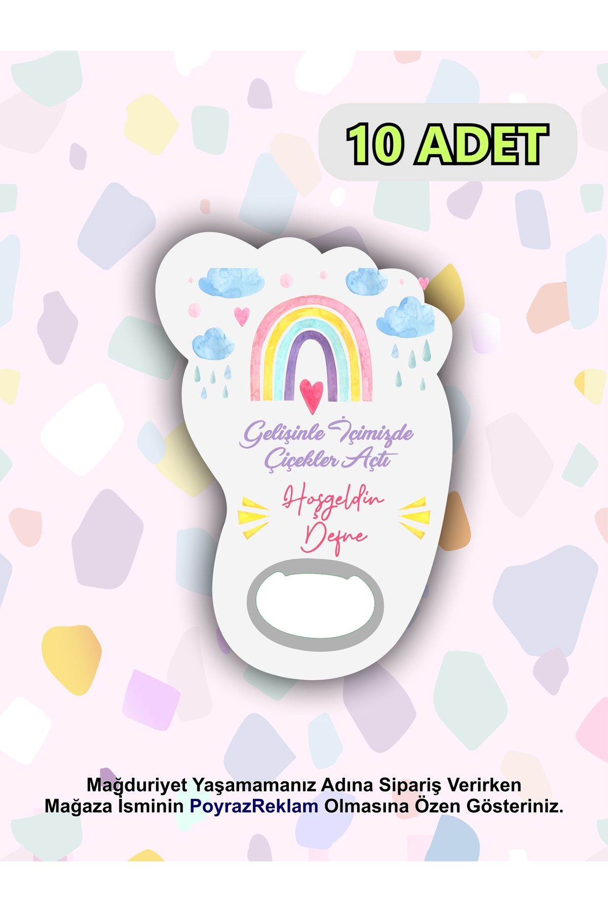 PoyrazReklamTasarım Ayak Şeklinde Magnet Açacak - Bebek - Yenidoğan - Baby Shower - Erkek/Kız Bebek Hediyelik (10 ADET)